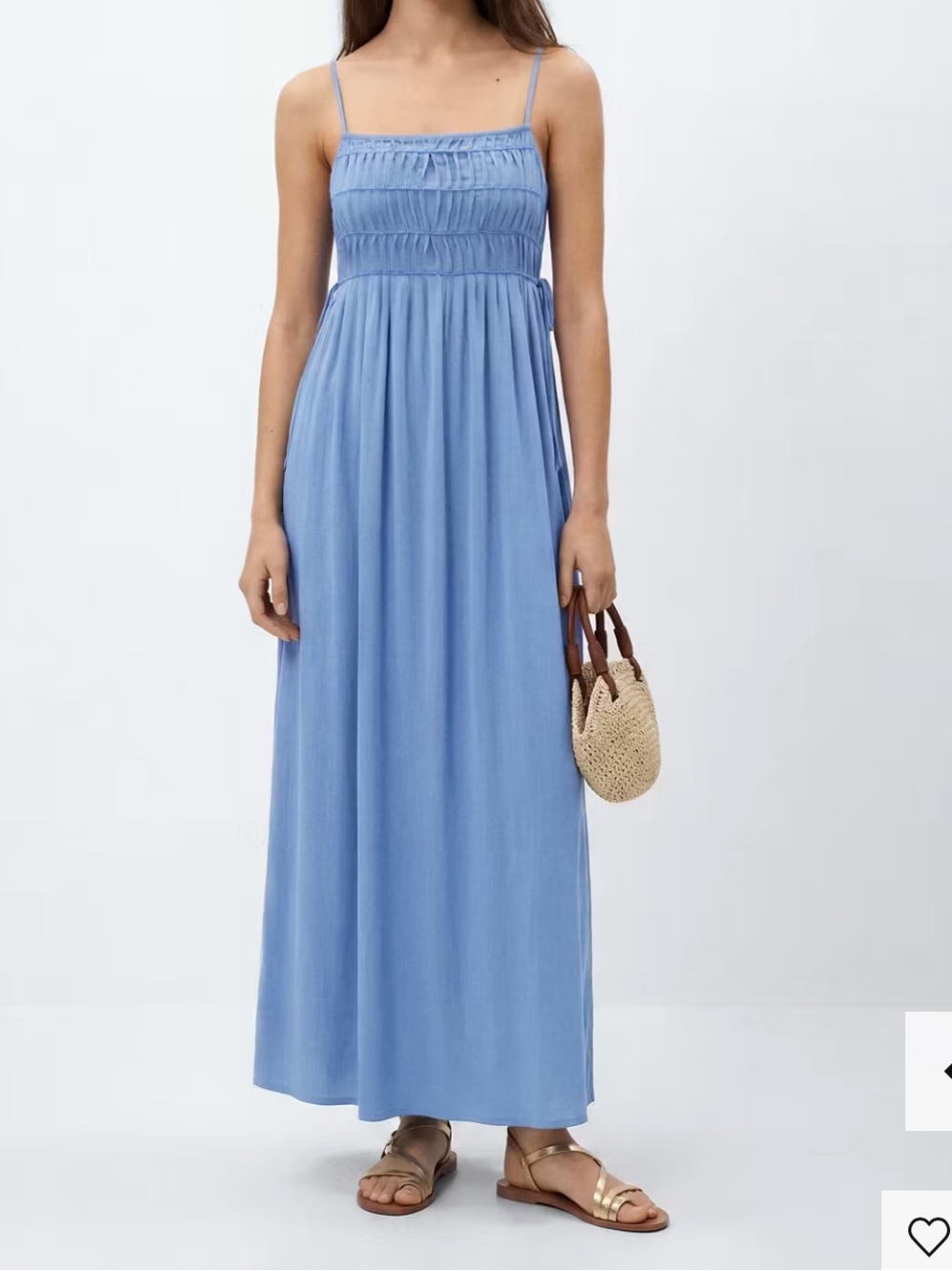 Mango Cornflower Blue Spaghetti-Strap Maxi Skirt LONG DRESS WITH BEAD DETAIL 145